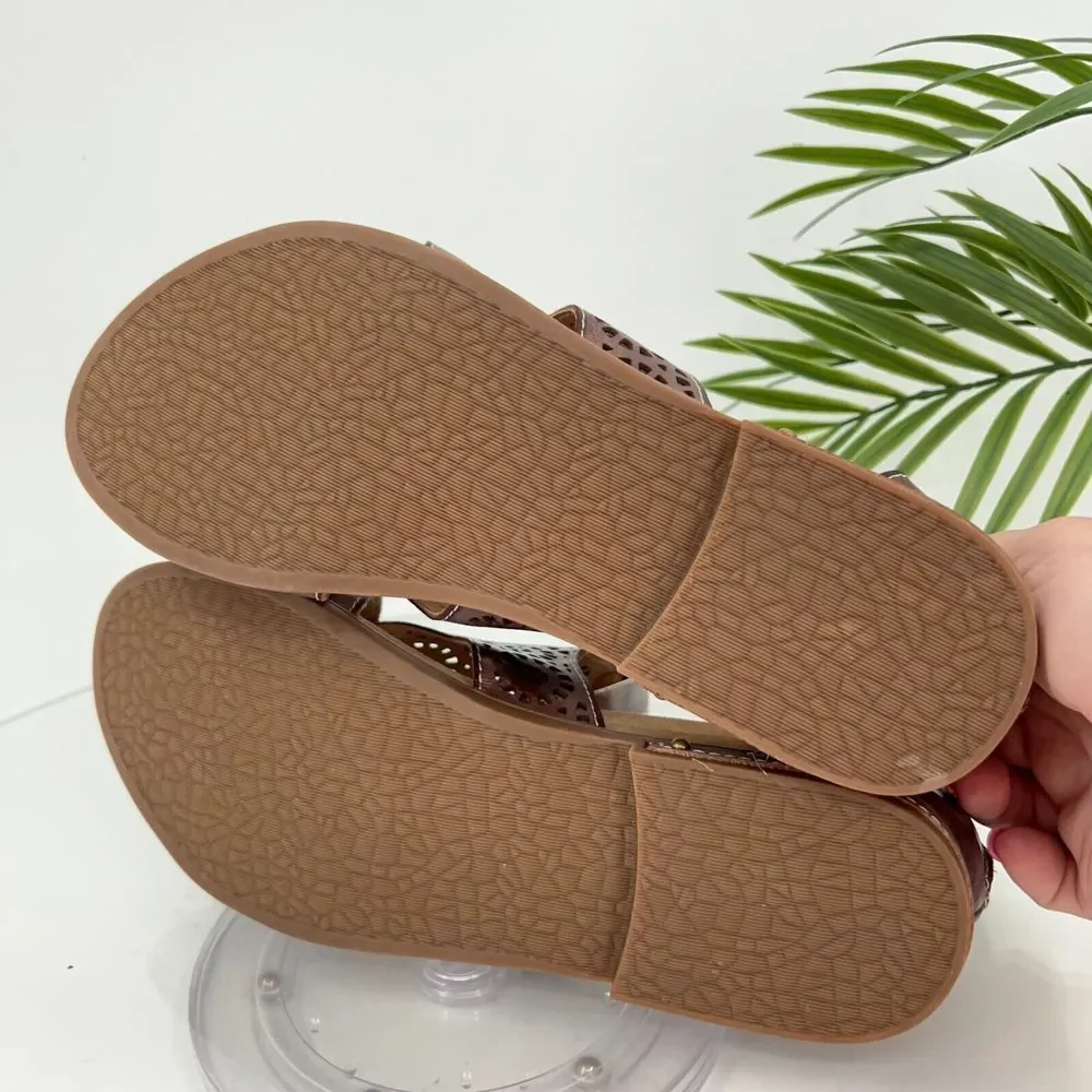 L'Artiste SpringStep Women's Dezra Sandal Size 40 10 Flat Brown Gladiator Shoes - Picture 12 of 15